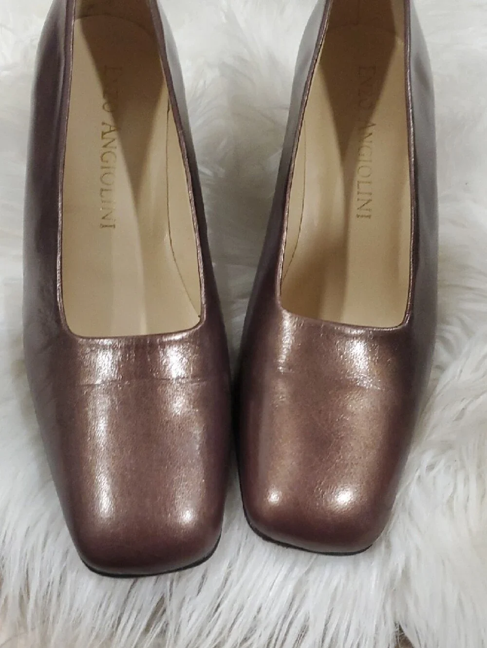Enzo Angiolini Bronze Metallic Square-Toe Pump Shoes Size 7.5 - Picture 2 of 12